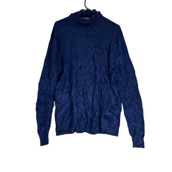 Talbots Womens Sweater Dark Blue Turtleneck Knit Pull Over Normcore XLarge - Picture 1 of 12